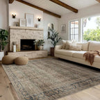 Fmfunctex 5x7 Washable Area Rug Neutral Vintage Brown Distressed Non Slip Low - Image 9