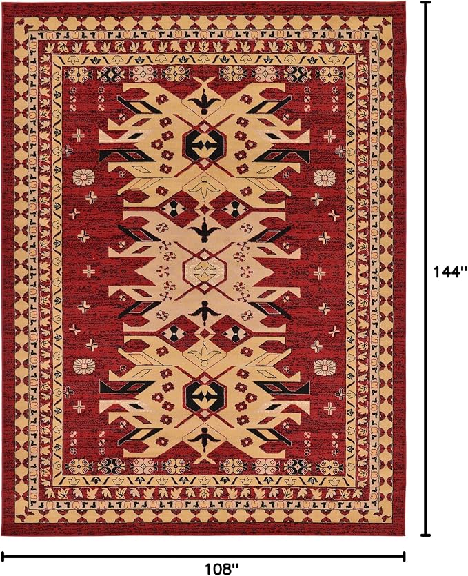 Unique Loom Taftan Collection Border Geometric Tribal Inspired Design Area Rug - Image 2
