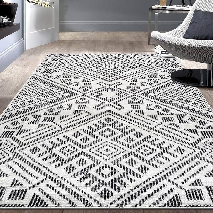 Rugshop Boho Cream Tribal Area Rug 4x6 Modern Indoor Carpet by Rugshop