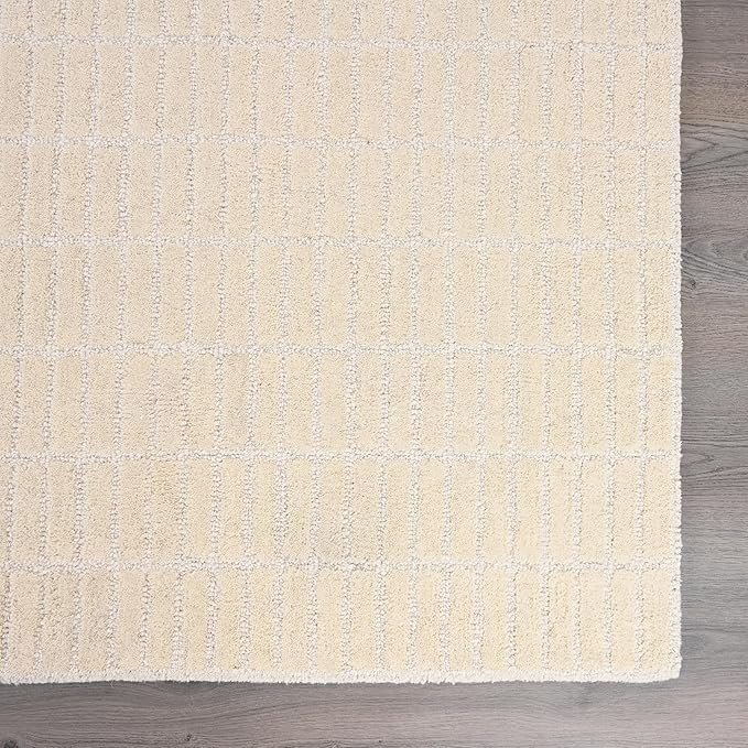 Hand-Tufted 100% Wool Area Rug – Unique Modern Geometric Grid Pattern, Soft - Image 3