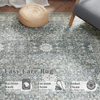 jinchan Area Rug 4x6 Washable Bedroom Rug Vintage Distressed Gray Multi Floral - Image 5