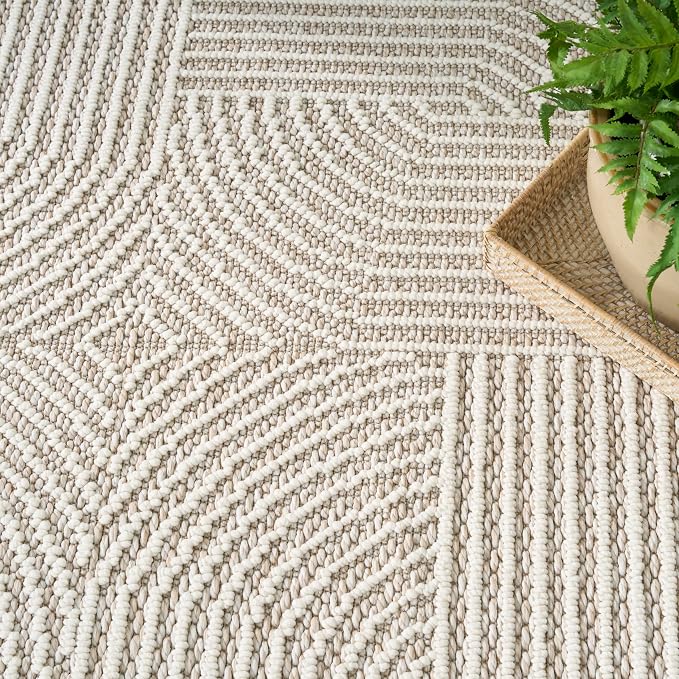 Nourison Home Textured Home Beige Ivory 7'10" x 9'10" Area Rug - Image 5