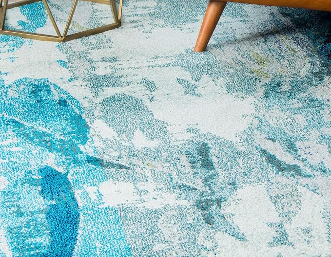 Unique Loom Positano Collection Coastal Modern Fish Light Blue Area Rug - Image 3