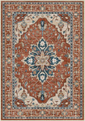 Area Rugs 2'x3' Washable Non-Slip, Floral Vintage Distress Print Pattern by RELEANY
