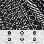 Rugshop Boho Black and White Tribal Area Rug – Geometric Diamond and Stripe - Image 4