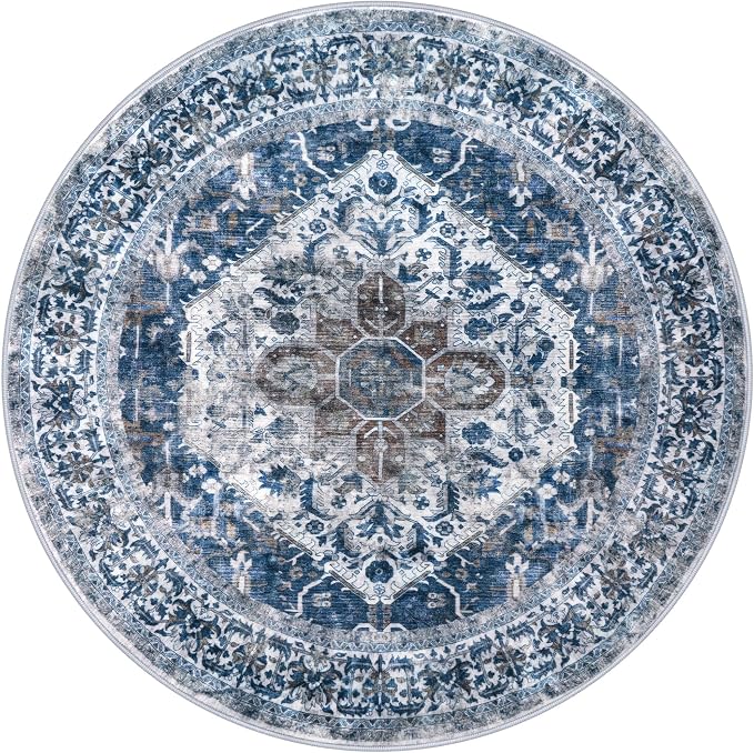 KOZYFLY Round Rug 6 Ft Rugs for Entryway Washable Circle Rug Non Slip Round - Image 8