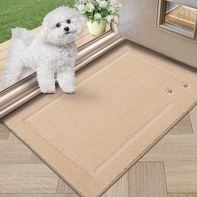 BEQHAUSE Dog Door Mat for Muddy Paws 20"x32" Dirt Trapper Absorbent Doormat Non - Image 9