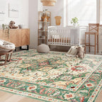Area Rug 5x7 Washable Rug, Vintage Boho Medallion Rugs Non-Slip Soft Low Pile - Image 3