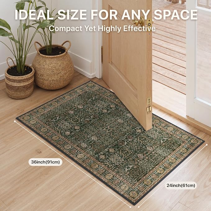 Bavni 2x3 Doormat, Machine Washable Runner Rug Non Slip, Vintage Floral Print - Image 7