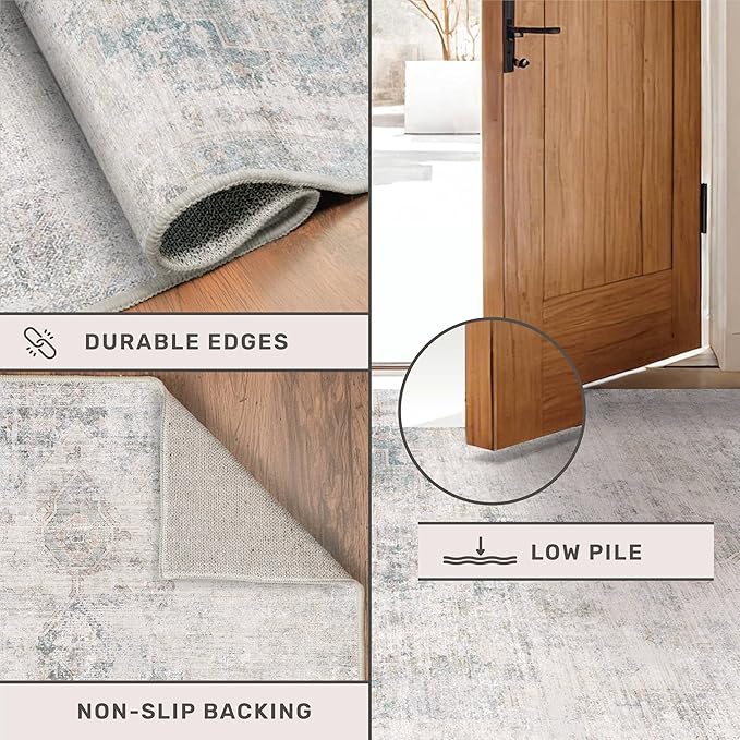 Light Blue 2x6 Non Slip Kitchen Rug Runner - Image 5