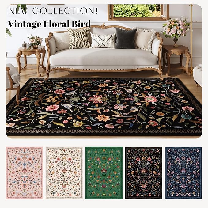 Vintage Medallion Floral 3x5 Washable Rug, Soft Low Pile Area Rug, Non-Slip - Image 8