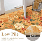 DUKINO Floral Round Rug, 6ft Washable Circle Rug, Non Slip Indoor Low Pile - Image 6