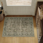 Light Brown Entryway Area Rug 2x3 Vintage Indoor Kitchen Washable Door Mat - Image 4