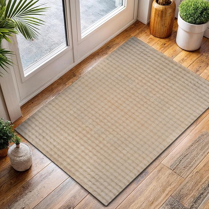 CAMILSON Modern Beige Non Slip Door Mat Rug 2x3 Ultra Soft High Pile Entryway by CAMILSONIndoorOutdoorAreaRugs