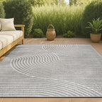 JONATHAN Y Hallie High-Low Curve Gray/Ivory Indoor/Outdoor Area Rug, Minimalist - Image 5