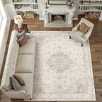 Beige Area Rug 8x10 Washable Vintage Carpet - Image 6
