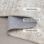 FMFUNCTEX 10x12 Washable Area Rug Beige Vintage Neutral Distressed Large Non - Image 3