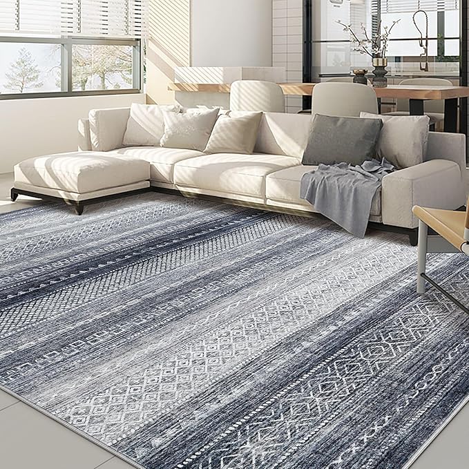 Nakagishi 8x10 Area Rugs Living Room: Washable Boho Large Neutral Soft Modern by NakagishiAreaRug