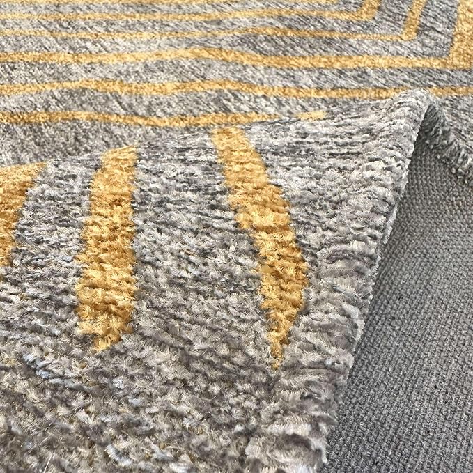 Alfa Rich 7x10 Geometric Gray Gold Washable Area Rugs - Image 6