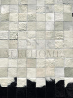 Round Geometric Patchwork Cowhide Leather Area Rug – Non-Slip Modern Faux - Image 6