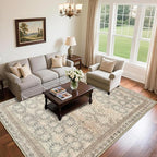 4x6 Area Rug for Bedroom Machine Washable, Non Slip Vintage Floral Kitchen Rugs by Zarvenda