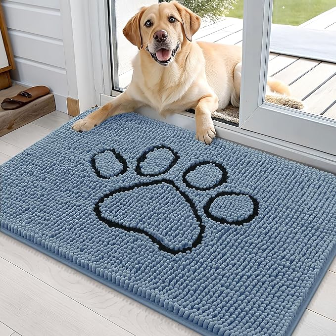 OLANLY Dog Door Mat for Muddy Paws 36x24, Paw Print Design, Absorbs Moisture by OLANLY