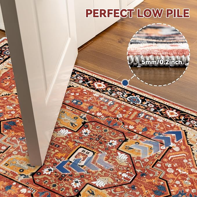 EnHomee 3x5 Washable Area Rugs for Bedroom, Boho Vintage Rugs, Foldable Area - Image 5