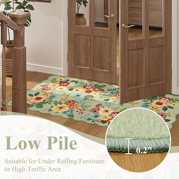 DUKINO 2x5 Washable Runner Rugs, Non Slip Floral Print Entryway Rug - Image 8