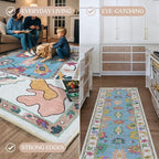 Fame Living Colorful Oushak Runner Rug, Modern Runners, Small Throw Rugs - Image 4