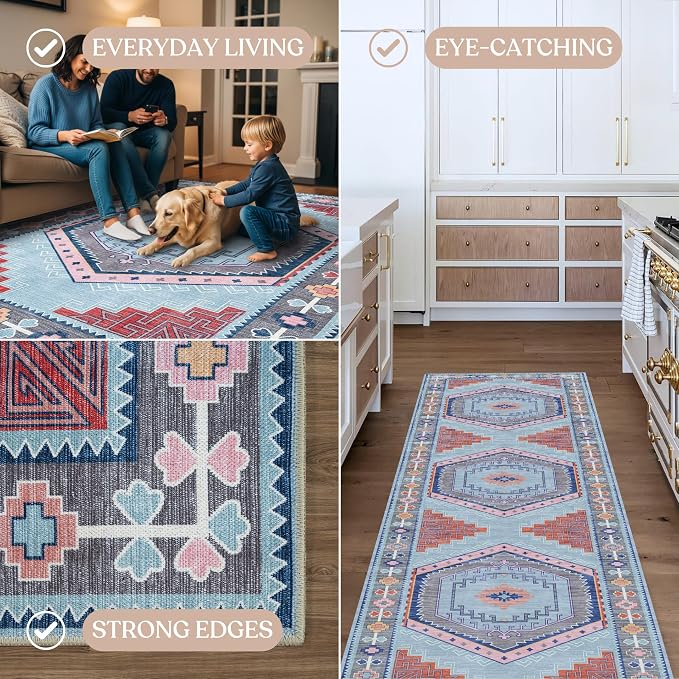 Fame Living Washable Area Rug. Modern Farmhouse. Vintage. Turkish. Bohemian. - Image 4