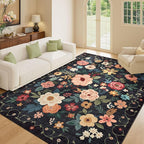 DUKINO 5x7 Area Rug, Floral Design, Lightweight Non Slip Washable, Indoor Low - Image 2