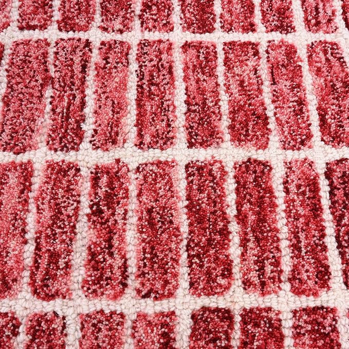 Hand-Tufted 100% Wool Area Rug – Unique Modern Geometric Grid Pattern, Soft - Image 7