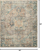 Loloi Margot Collection MAT-02 Terracotta/Lagoon 3'-6" x 5'-6" Accent Rug feat. - Image 2