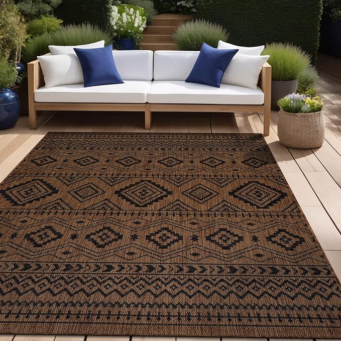 Beverly Rug Waikiki Boho Indoor Outdoor Rug 6x9, Washable Outside Carpet - Image 4
