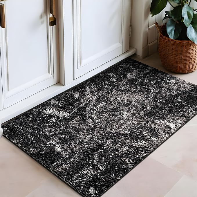 Rugshop Abstract Marble Shag Area Rug Anthracite Dark Gray 2' x 3' Ideal - Image 8