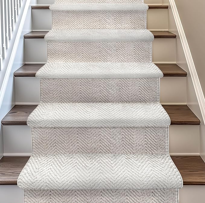 Well Woven Custom Size Hallway & Stair Runner- Harlow Pompeii Ivory 27 Inches by WellWovenRugs