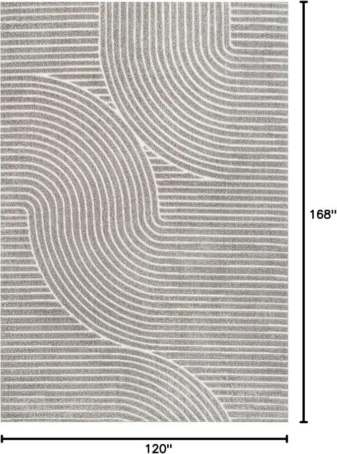 JONATHAN Y Hallie High-Low Curve Gray/Ivory Indoor/Outdoor Area Rug, Minimalist - Image 2
