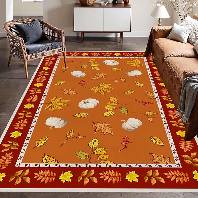Fallen Leaves Carpet for Kitchen, Autumn Pumpkins - Image 4