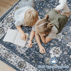 Area Rug 5x7 Washable Rug, Vintage Boho Medallion Rugs Non-Slip Soft Low Pile - Image 4