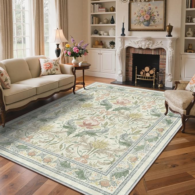 Bavni 8x10 Area Rugs for Living Room, Microfiber Machine Washable Non-Slip by BAVNI