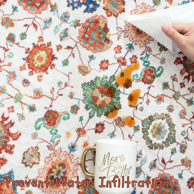 Rugcomf Bedroom Rug 3x5 Rug Washable Area Rug Non Slip Low Pile Boho Small - Image 2