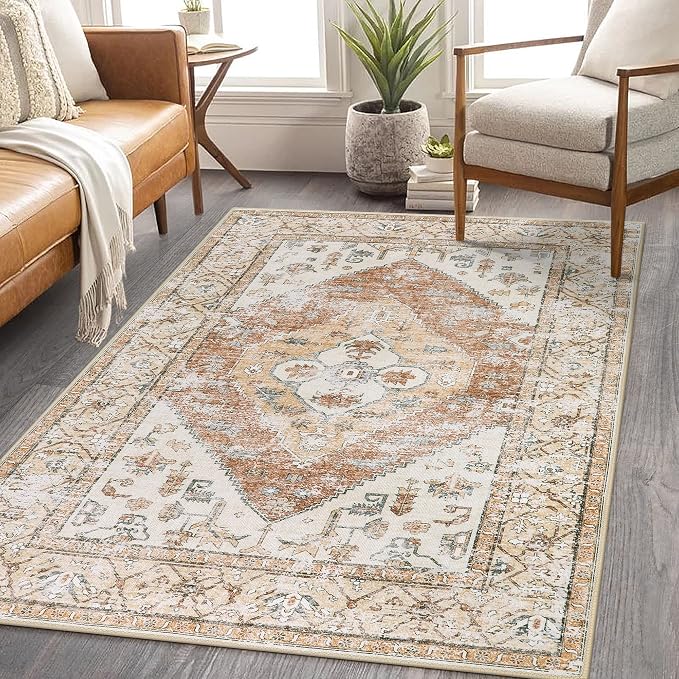 Lahome Boho Washable Living Room Area Rug 3x5 Throw Non-Slip Rugs by Lahome