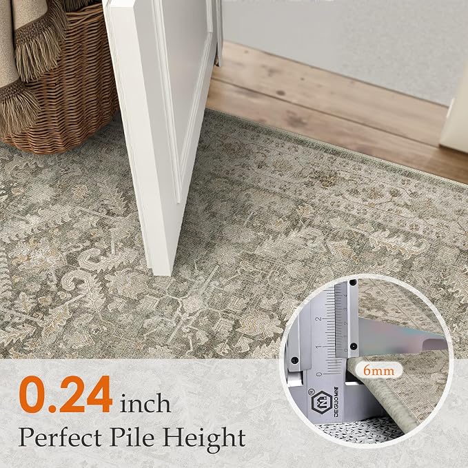 Brown 2x3 Entryway Rug Vintage Area Carpet Indoor Kitchen Washable Door Mat - Image 3