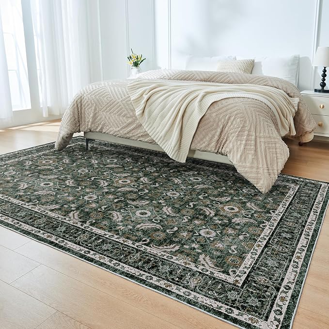 WITSHOCK Living Room Area Rugs 5x7: Soft Non-Slip Backing Washable Rugs Vintage - Image 5