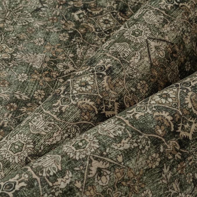 Hallway Runner Rug 2x6 Green Brown Vintage Washable Kitchen Carpet Traditonal - Image 6