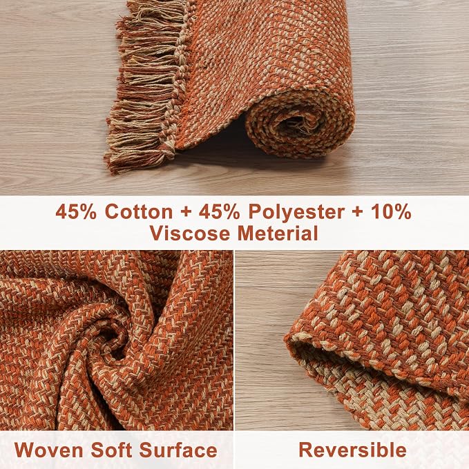 Collive Long Hallway Rug, 2.6' x 7', Washable Indoor Entryway Rug, Terracotta - Image 4