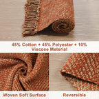 Collive Kitchen Runner Rug, Terracotta Cotton Modern Farmhouse Bathroom Mat - Image 2