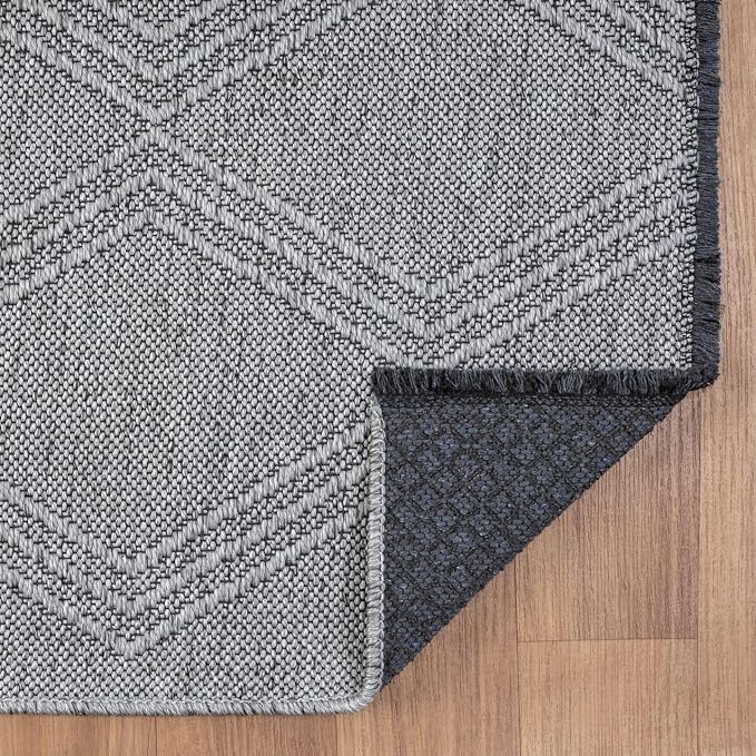 LUXE WEAVERS Modern Farmhouse Gray 5x7 Washable Area Rug, Anti-Slip Diamond - Image 7