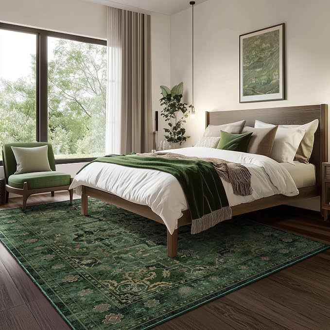 Green Large Area Rugs 10x12, Living Room Bedroom Carpet Extra Large Size - Image 4