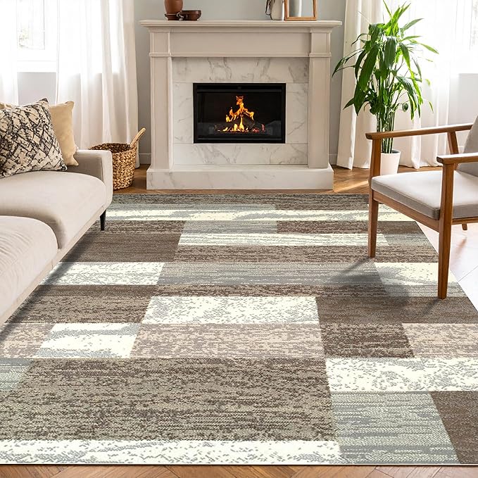 Superior Indoor Area Rug, Jute Backed, Modern Geometric Patchwork Floor Decor by SUPERIOR